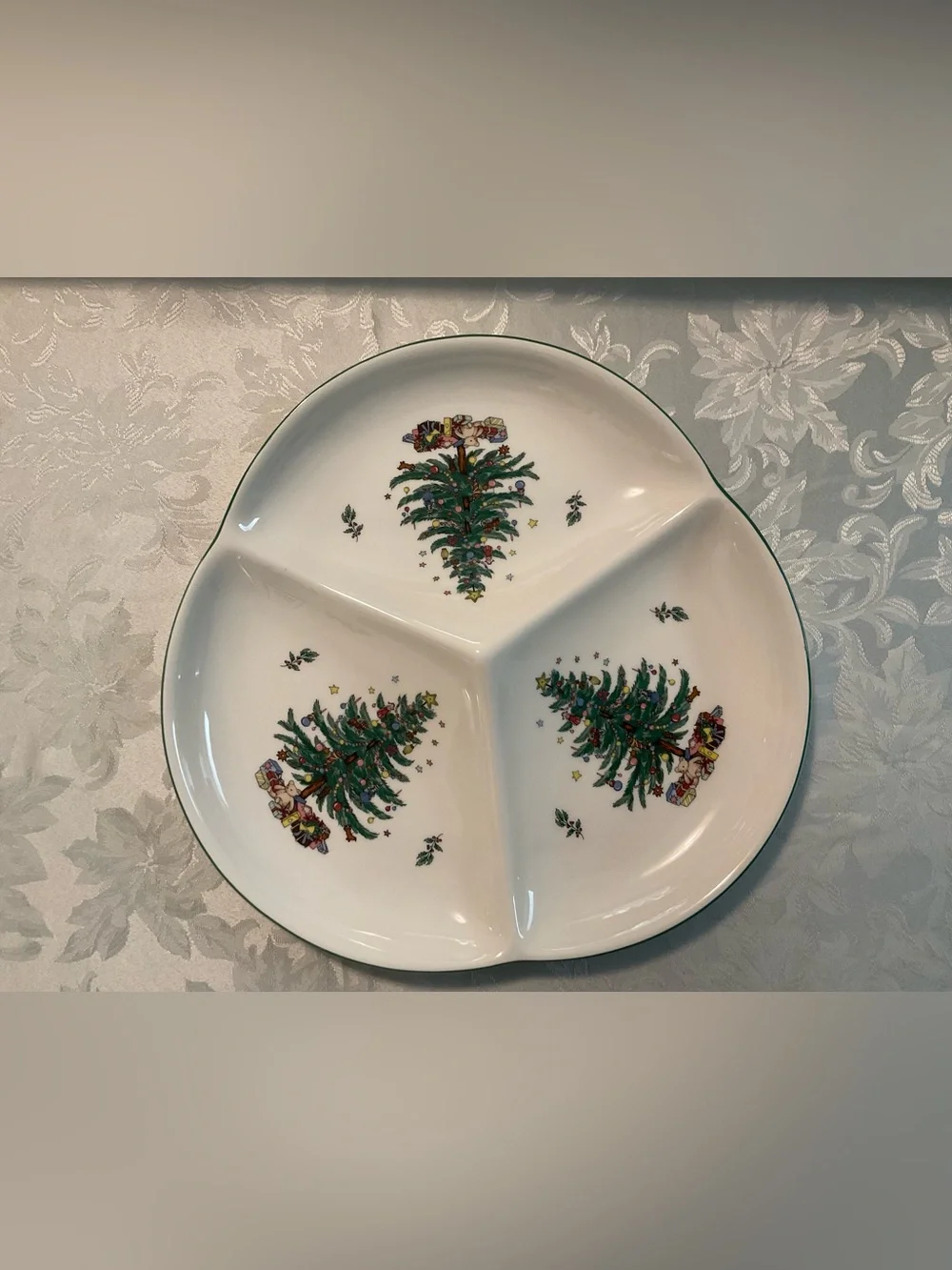 Niko Christmas Tree Pattern Ceramic 3-Compartment Serving Platter